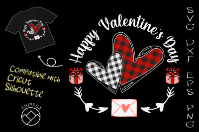 Buffalo Plaid Couple Hearts Valentines