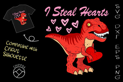 I Steal Hearts Dinosaur Valentine Day