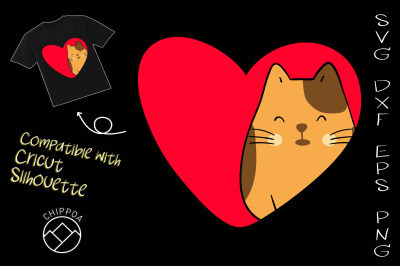 Cat with Heart Valentine Day