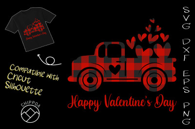 Valentines buffalo plaid Truck