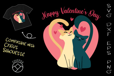 Cute Ginger Cat Black Love Valentines