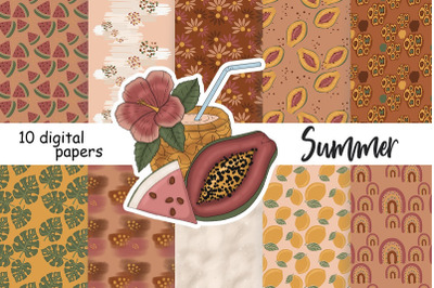 Summer Digital Paper Set | Boho Raindbow Paper