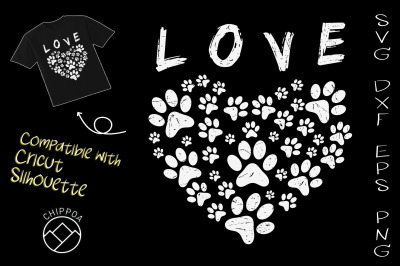 Cute Heart Paws Print Valentine