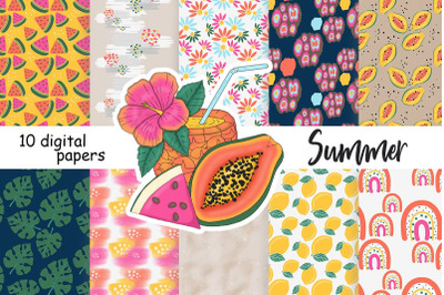 Summer Digital Paper Set | Tropical Pattern Bundle