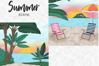 Summer Beach Clipart | Seaside Landscape