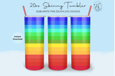 Rainbow Stripes Color 20oz Tumbler Sublimation Wrap