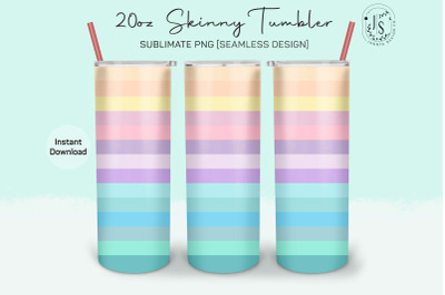 Pastel Stripes Color 20oz Tumbler Sublimation Wrap