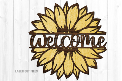 Welcome Sunflower Sign SVG Laser Cut Files - Glowforge Files