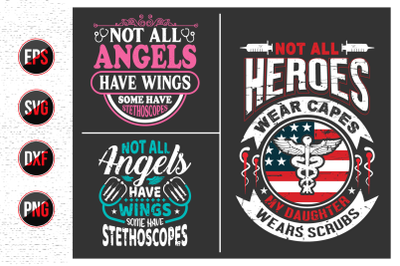 Nurse Lettering Quotes Design bundle.