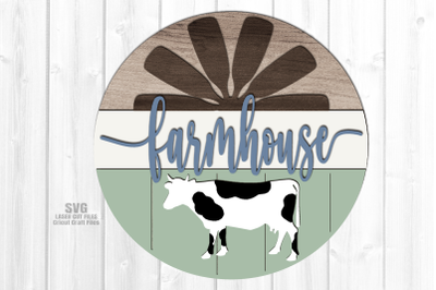 Farmhouse Cow Windmill Sign SVG Laser Cut Files for Glowforge