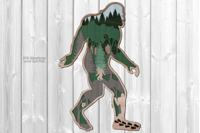 Layered Forest Bigfoot SVG Laser Cut Files Glowforge CNC Router