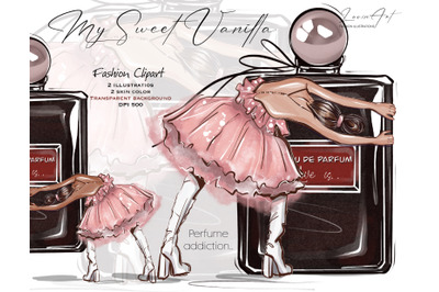 Fashion Girl with Perfume Clipart, Fashion illustration png