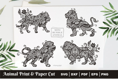 Lion Mandala Paper Cut &amp; Print, Vector