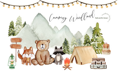 Nursery Camping Woodland Animals Clipart