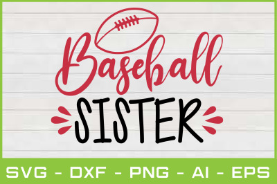 baseball sister svg cut files