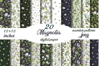 Magnolia. Digital paper 12x12 inches JPEG.