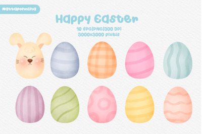 Watercolor Cute Easter eggs clipart