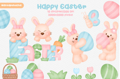 Watercolor cute Easter day  clipart