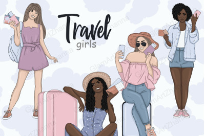 Travel Girl Clipart | Planner Girl Graphics Set