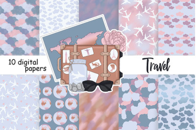 Travel Digital Paper | Airplane Pattern