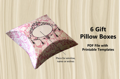 6 Gift Pillow Boxes - PDF Printable Patterns
