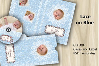 PSD Templates CD DVD Cases and Label - Lace on Blue