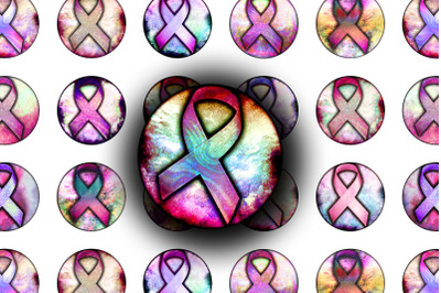 Digital Collage Sheet - Breast Cancer Ribbons