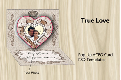 Pop Up Card ACEO PSD Templates - True Love