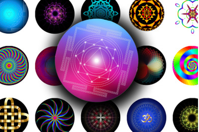 Digital Collage Sheet - Spiritual Symbols and Mandalas