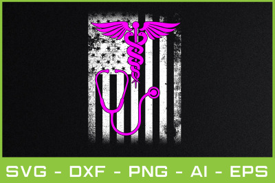 thin red line caduceus american flag nurse