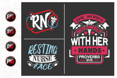 Nurses lettering svg design bundle.