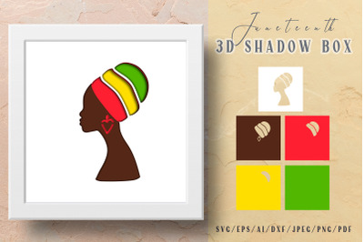 Juneteenth svg- Black african girl 3D Shadow Box SVG