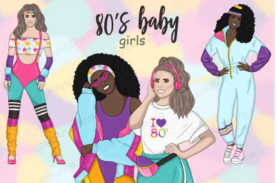 80&#039;s Baby Girls Clipart