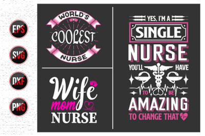 Nurse Lettering Quotes Design bundle.