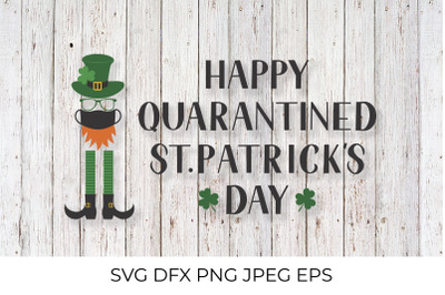 Happy Quarantined St. Patricks Day. Masked Leprechaun