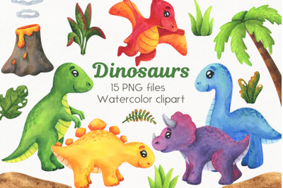 Cute colorful dinosaurs