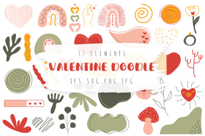 Valentine Doodle Elements Abstract Love Bundle
