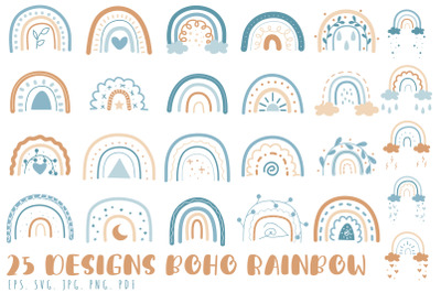 Boho Rainbow Clipart Bundle