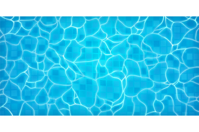 Realistic swimming pool bottom with blue water waves texture. Summer a