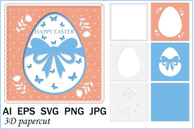 Template of a holiday card with an Easter egg, SVG