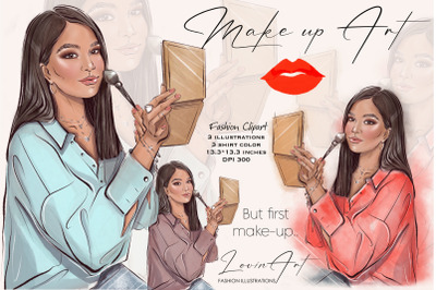 Fashion Girl Clipart, Makeup Artist Woman, Beauty illustration