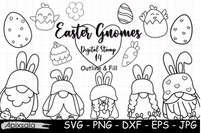 Easter Gnomes Digital Stamps