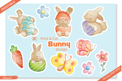 Cute Easter Watercolor Printable Sticker Bundle