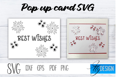 Best Wishes Pop Up Card SVG&2C; Pop-Up Greeting Card&2C; Cricut Pop Up Card&2C;