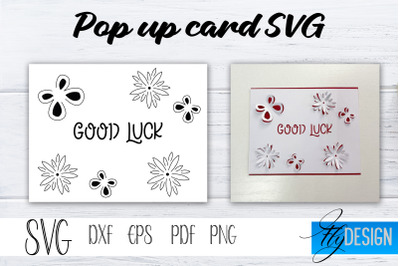 Good Luck Pop Up Card SVG&2C; Pop-Up Greeting Card&2C; Cricut Pop Up Card