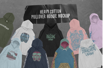 Heavy Cotton Pullover Hoodie Mockup