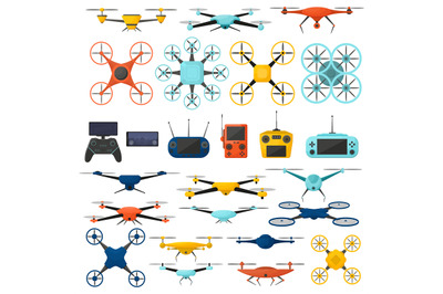 Drone technology aerial gadgets, unmanned aerial quadcopters. Modern m