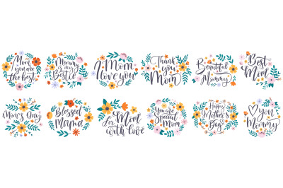 Happy mother&#039;s day quotes, greeting lettering phrases. Mother&#039;s day ca