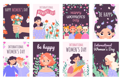 Happy international women&amp;amp;#039;s day cards, march 8 celebrating posters. Cu