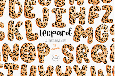 Leopard print alphabets and numbers, leopard print font, leopard alpha